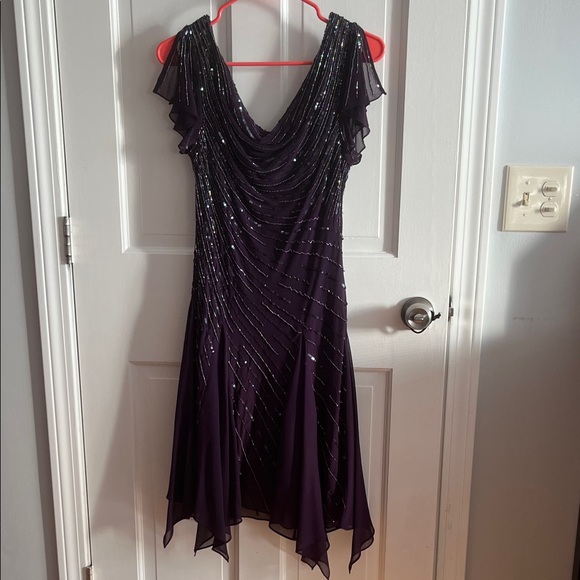 J Kara Asymmetrical Purple Sequin Dress - Picture 3 of 3